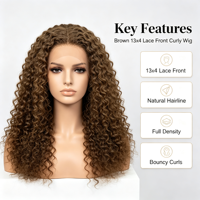 Perruque Lace Front 13x4 en Cheveux Humains Bouclés Profonds, Cheveux Vierges Pré-Pluckés, Ligne de Cheveux Naturelle, Perruques en Dentelle pour Femmes, Vente en Gros