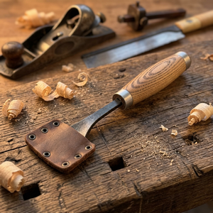 Handmade Crazy Horse Leather Chisel Sheath Snap Fixed Carving Chisel Protective Pouch Wear resistant Tool Edge Guard Leather - Product Image 3