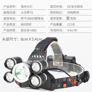 High Power Led Headlamp <b>Rechargeable</b> <b>Battery</b> 2400 MAh Adjustable Focus Outdoor Camping Night Fishing Zoom Flashlight - Product Image 3