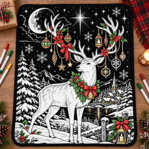 Christmas Coloring Throw <b>Blanket</b> <b>Plush</b> Rectangular Doodle <b>Blanket</b> For Kids And Adults With 24 Color Fabric Markers - Product Image 4