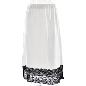 Jupe midi en satin pour femme avec bordure en dentelle, taille naturelle, coupe ajustée, couleur unie, style transfrontalier FDC1581 - Product Image 5