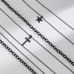 Juego de 2 Collares de Cadena Larga con Colgante de Cruz/Estrella de Varias Capas Estilo Hip Hop para Hombre, Accesorios de Moda Punk para Uso Diario, Regalo de Joyería - Product Image 4