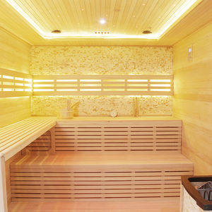 Sauna intérieur moderne en bois massif de pruche avec panneau de commande électrique pour 4 personnes - Product Image 5