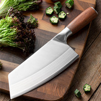 Couteau de cuisine chinois en acier inoxydable de haute qualité, couteau de chef de 8 pouces avec manche en bois