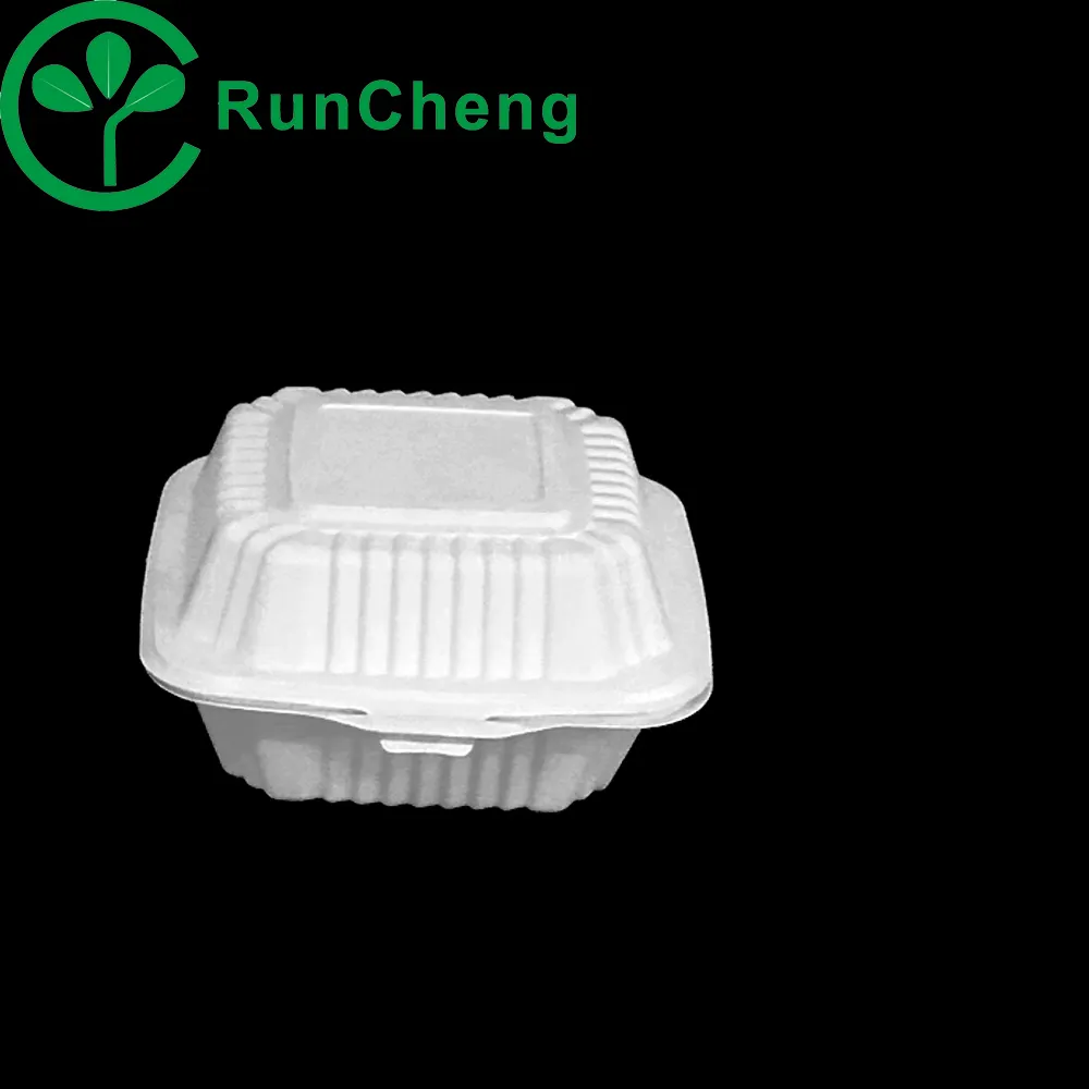 6inch Disposable 1compartment Food Container White Environmental Lunchbox 250pcs/carton