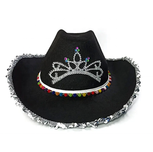 Alta calidad Rhinestone occidental desgastado Light up Disco Led disfraz brillo Rosa fieltro fiesta <span class=keywords><strong>vaquero</strong></span> vaquera <span class=keywords><strong>sombrero</strong></span> para <span class=keywords><strong>mujer</strong></span> - Product Image 4