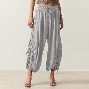 <span class=keywords><strong>Pantaloni</strong></span> Casual comodi da donna <span class=keywords><strong>pantaloni</strong></span> <span class=keywords><strong>con</strong></span> lacci <span class=keywords><strong>con</strong></span> lacci <span class=keywords><strong>in</strong></span> vita elasticizzati e <span class=keywords><strong>pantaloni</strong></span> tagliati traspiranti - Product Image 4