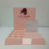 Présentoir de Luxe pour Produits Cosmétiques et Parfums, Unité de Présentation de Comptoir en Acrylique Transparent avec Support pour Affiche