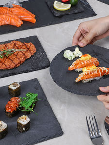 Planche à fromage en ardoise <span class=keywords><strong>de</strong></span> roche <span class=keywords><strong>de</strong></span> <span class=keywords><strong>lave</strong></span> <span class=keywords><strong>de</strong></span> sushi japonaise personnalisée <span class=keywords><strong>plateau</strong></span> d'assiette d'ardoise alimentaire en pierre plate pour restaurant - Product Image 5