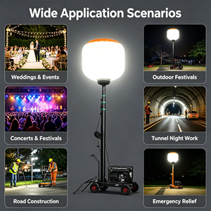 Tour d'éclairage mobile manuelle à LED sur remorque, avec générateur diesel, mât télescopique et éclairage de travail extérieur nocturne sur roues - Product Image 4