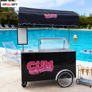 Chariot mobile de vente de crème glacée remorquable avec armoire de congélation résistante à la rouille et longue durée de vie - Product Image 1