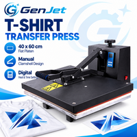Mesin Press Panas Manual Tipe Clamshell dengan Plat 40x60cm dan Kontrol Waktu Suhu Digital untuk Grafis Kaos dan Pakaian