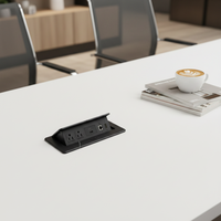 Prise de table multifonctionnelle BNT IP44 à 2 sorties USB A+C, ports multimédia RJ45, construction en alliage d'aluminium, usage commercial encastré