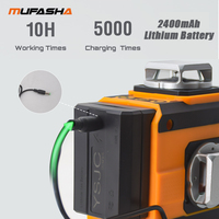 Niveau laser MUFASHA 12 lignes 3D auto-nivelant 360° faisceau vert extérieur niveau laser rotatif avec deux batteries au lithium M121