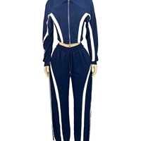 Collection Automne 2026 : Ensemble Femme Tendance – Veste Vintage Rayée à Patchwork et Fermeture Éclair, Col Rabattu, et Pantalon Long pour Usage Quotidien