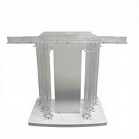 Pupitre d'église autoportant en acrylique transparent détachable avec LED, sur roulettes, surface polie, personnalisable