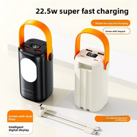 Batterie externe portable étanche de grande capacité 20000mAh 22.5W avec câble intégré, écran numérique et poignée, lampe de camping