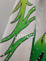 Robe de patinage artistique LIUHUO verte ombrée avec strass, manches longues, motif abstrait et ourlet festonné, costume de compétition pour filles