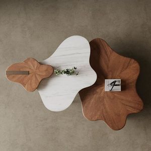 Tavolino <span class=keywords><strong>da</strong></span> Tè Italiano su Misura dal Design Creativo, Impiallacciatura in Noce, Forma a Foglia di Loto, per Soggiorno Moderno e Semplice - Product Image 5