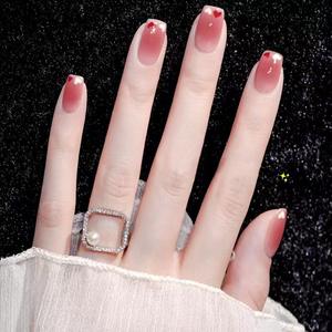 Uñas Postizas Suaves y Adorables con Diseño de Corazones, Pegatinas de Uñas con Efecto Rubor, Puntas de Manicura, Uñas Cortas para Transmisión en Vivo - Product Image 2
