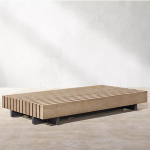 Hiện đại Tất cả thời tiết rắn gỗ tếch thấp bàn Patio đồ nội thất phòng khách bàn gỗ hàng đầu cơ sở nhôm ngoài trời Bàn cà phê - Product Image 2