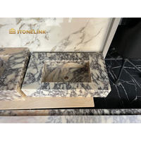 Stonelink Vasque de salle de bain moderne de qualité supérieure en marbre italien Calacatta Viola pour éviers de salle de bain