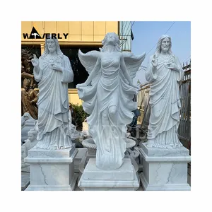 Outdoor Large Stone White Marble Angel Girl Sculpture Life Size Garden Marble Sngels Statues