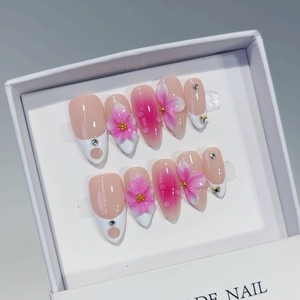 Faux ongles de luxe à presser, faits main, motif floral 3D estival, <span class=keywords><strong>en</strong></span> acrylique, forme stiletto, française, <span class=keywords><strong>amande</strong></span>, carrée, lot de 10 pièces - Product Image 6
