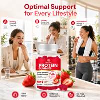 Gummies protéinés Qbioflex, directement de l'usine, compléments protéinés riches en protéines pour soutenir le système immunitaire, complément alimentaire pour adultes