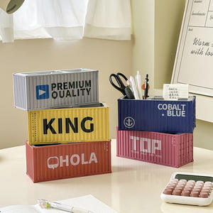 Porte-stylo <span class=keywords><strong>de</strong></span> <span class=keywords><strong>bureau</strong></span> en résine en forme <span class=keywords><strong>de</strong></span> conteneur, style Art Déco, créatif et élégant, nouveauté très vendue en usine - Product Image 1