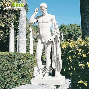 Statue da Giardino di Figure Maschili Nude Antiche in Marmo Scolpite a Mano a Grandezza Naturale - Product Image 1