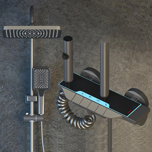 Ensemble de douche de salle de bain moderne à affichage numérique en laiton massif, 4 fonctions, mitigeur pluie avec jet pour projets hôteliers et villas - Product Image 1