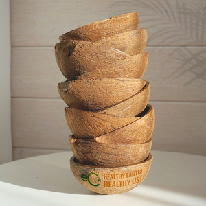 Bol en coquille de noix de coco ovale naturelle pour crème glacée et dessert utilisation de fête graver le logo en vrac écologique disponible au Vietnam - Product Image 1