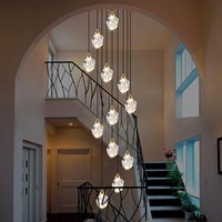 Lustre en cristal en spirale moderne pour salon de villa, hall d'hôtel, éclairage d'escalier pour plafond haut