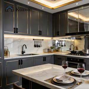 Projet de villa, design simple, maison personnalisée, accessoires de mobilier complets, <span class=keywords><strong>cuisine</strong></span> en aluminium en forme de L, ensemble complet d'armoires de <span class=keywords><strong>cuisine</strong></span> - Product Image 1