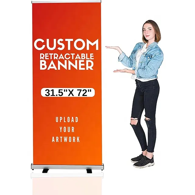 Экономическая база шириной 80x200 см с индивидуальным графическим выдвижным баннером для наружной рекламы