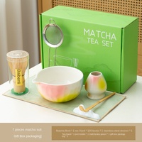 Coffret cadeau 5 pièces Kit Matcha professionnel ensemble de fouet Matcha Chawan dégradé japonais de luxe avec bol à Matcha en céramique Ombre