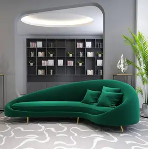 Daha tasarım Modern tasarımlar ev mobilya seti yeşil Pu deri 3 koltuk kumaşı kanepe kadife kesit oturma odası kanepe