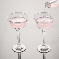 Verre à pied haut de luxe vintage à motif losanges, capacité 210 ml, réutilisable, pour desserts glacés et cocktails
