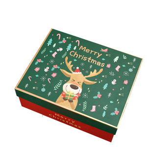 Reindeer Pattern Xmas Paper Box Cartoon Christmas Eve Base And Lid Gift Packing Boxes