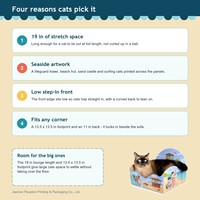 Griffoir pour chat en carton thème plage, imprimé tropical, avec espace de repos extensible pour chats petits et grands, vente en gros