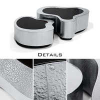 Table basse de luxe en acier inoxydable martelé à la main avec plateau miroir noir, design courbe pour intérieurs modernes