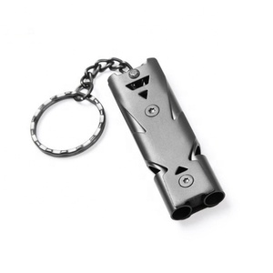 Nouveau sifflet de survie d'urgence en plein air à double tuyau en métal à haut décibel avec porte-clés - Product Image 5