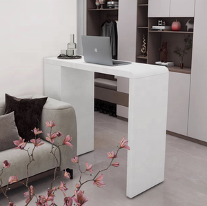 Mesa de Barra Blanca Moderna, Mostrador de Recepción Minimalista, Isla para Salón, Estudio u Hogar - Product Image 3