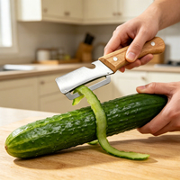 Éplucheur à manche en plastique, lame de rasoir, outils multifonctionnels pour éplucher les légumes et les fruits, outils de cuisine en bois en stock