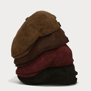 2024 Retro Fashion Suede Solid Color Newsboy <b>Hat</b> <b>for</b> Men Women Autumn Winter British Casual Beret <b>Hat</b> - Product Image 1