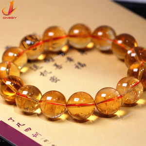 Pulseras de Cristales Naturales de Alta Calidad, Pulseras de Citrino Amarillo con Cuentas Redondas de Diseño Médico, Joyería de Topacio Escocés - Product Image 2