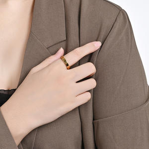 Minimalist Unisex Gold Plated Titanium Steel <b>Ring</b> Smooth Finish Pinky <b>Ring</b> Jewelry Gift - Product Image 2
