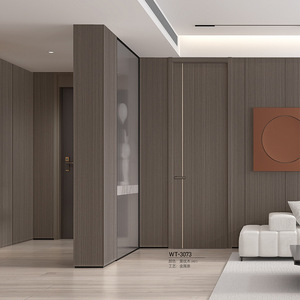 Puerta Interior Minimalista de Tablero MDF con Acabado, Apertura Manual, Aislamiento Acústico, Opciones de Color Beige y Gris - Product Image 4