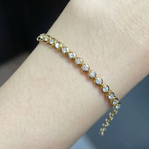 อาซูโอ 18K ทองคำแท้สีเหลือง ประดับเพชรเลี้ยงในห้องปฏิบัติการ 0.74 กะรัต สร้อยข้อมือแฟรี่ ทรงบริลเลียนท์คัท ของขวัญสุดหรูสำหรับผู้หญิง สวมใส่ได้ทุกวัน งานแต่งงาน งานปาร์ตี้ - Product Image 3
